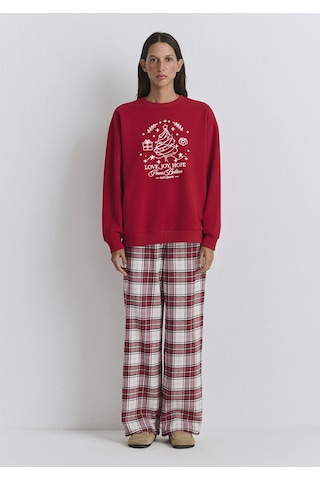 Mavi - Yılbaşı Temalı Kırmızı Sweatshirt 1s10507-70390 Kırmızı