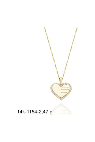 Özel Tasarım Kalp Çok Şık 14 Ayar Altın Kolye Altın