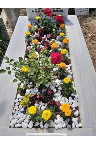 Asenya Mezar Taşı 3 Kg 2-4 Cm Beyaz Dolomit Taş Dere Çakıl Taşı Bahçe Süs Taşı Mezar Süsleme Taşı