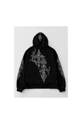 Tarzsokak Sword And Blade Jesus Vintage 1451 Since Hoodie Sweatshirt Sweat Kapşonlu Baskılı Trend Siyah