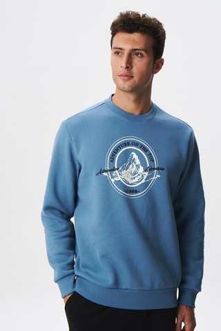 AR-MA Arma Baskılı Yazılı Regular Fit Şardonlu Erkek Bisiklet Yaka Sweatshirt K28124602901 Mavi