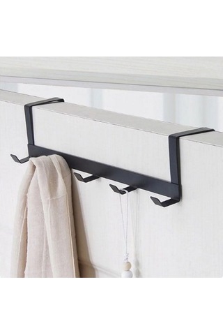 Besthome1 5 Kanca Rustsuz Kapı Kurulu Beşik Dolap Organizatörü, Delme Yok Kurulum, 5 Kg Yük Kapasite, Siyah Demir Malzeme Siyah