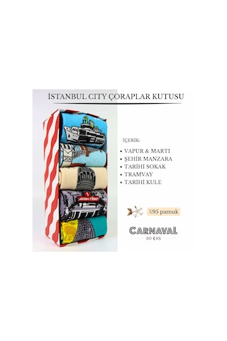 Carnaval Socks 5'li İstanbul Şehir Manzaralı Unisex Renkli Çorap Kutusu 2000386