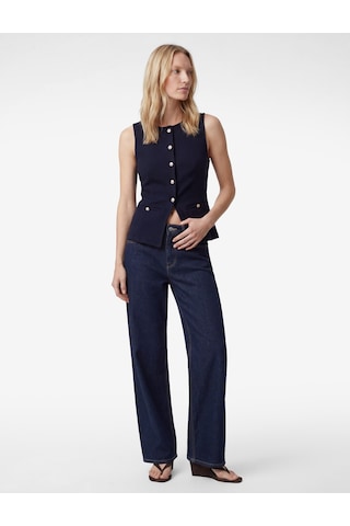 Koton Slim Fit Düğmeli Bisiklet Yaka Peplum Kesim Yelek Lacivert 6sak30028ek
