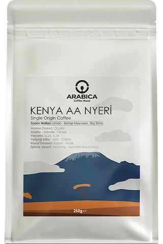 Arabica Coffee House Kenya Aa Natural Kahve Öğütülmüş Kahve Taze Kavrulmuş Çekirdek V60 250 G
