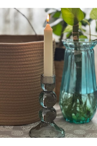 Şamdan Mumu, 2'li Mum, Yılbaşı, Özel Günler, Mum Boyama, Ev Dekoru beyaz