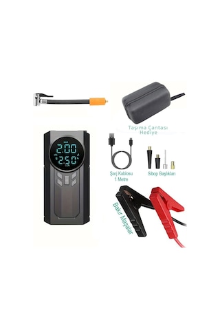 Yage Ka-841 Akü Takviyeli Kompresörlü Hava Pompası 12v 4ın1 Fener Powerbank Dijital Ekran