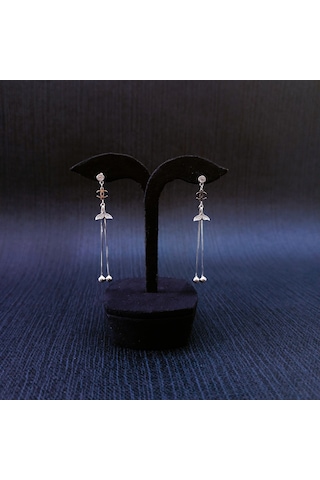 925 Ayar Sallanır Tasarımlı Balık Kuyruğu Model Kadın Gümüş Küpe -sade Ve Şık Gümüş