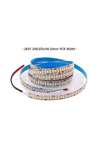 12 Volt 2835 Smd 240 Led 10mm Kırmızı Işık İç Mekan 5 Metre Şerit Led