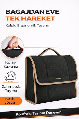 Oto Bagaj Organizer Bagaj Çantası M Boy Kaymaz Cırt Bantlı Velur Kompakt Düzenleyici - Mcx6