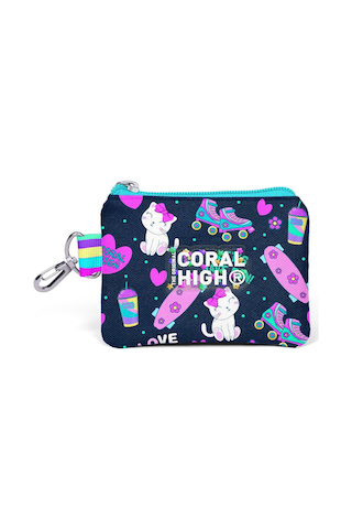 Coral High Kids Lacivert Pembe Kedili Paten Desenli Bozuk Para Çantası 21917