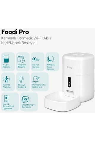 Ttec Foodi Pro Full Hd Kameralı Çift Yönlü Görüşmeli Otomatik Kedi Köpek Besleyici 4 L