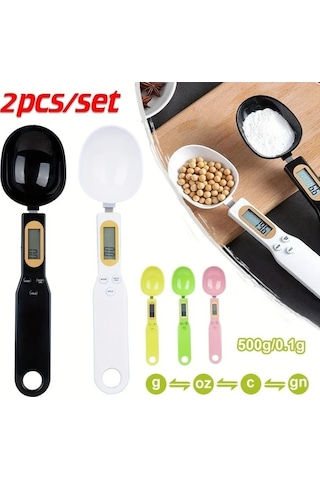 Fastbuy Wangxi Aıtalk 2 Adet Sarı Taşınabilir Dijital Mutfak Terazisi 500g 0.1g Ölçüm Çoklu Birim Dönüşüm Asılabilir Tasarım Sarı