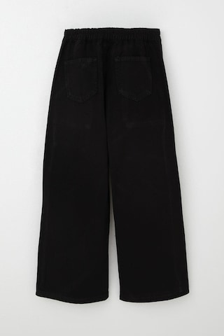 Breeze Kız Çocuk Gabardin Pantolon Geniş Paça Beli Lastikli 5-9 Yaş, Siyah Siyah