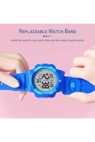Prestigegoods Erkek Çocuk Kız Dijital Saat Su Geçirmez 3 Kılıf 2 Kayış Nfc Kapı Kilidi 50m Diğer