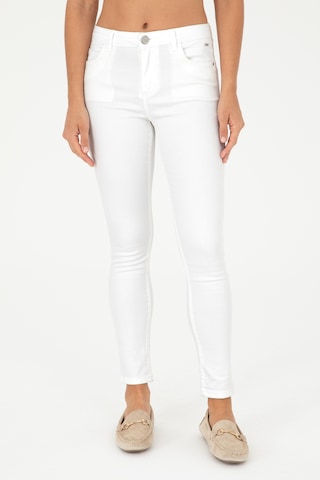 U.S. Polo Assn. Kadın Beyaz Toothpick Fit Kanvas Pantolon 50281692-VR013
