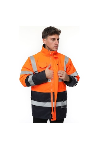 Uniprom İş Kabanı Parka Su Ve Rüzgar Geçirmez Rain Safety Model Membranlı Neon Turuncu Erkek Neon Turuncu