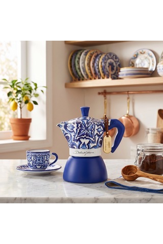 Bialetti Dolce Gabbana Akdeniz Mavisi 4 Cup Indüksiyon Moka Pot