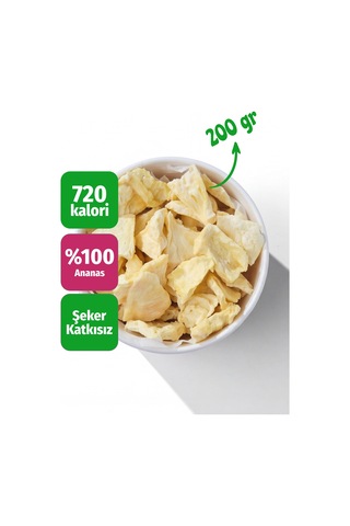 Freeze Dried Ananas Dondurularak Kurutulmuş Meyve Cipsi 200 G