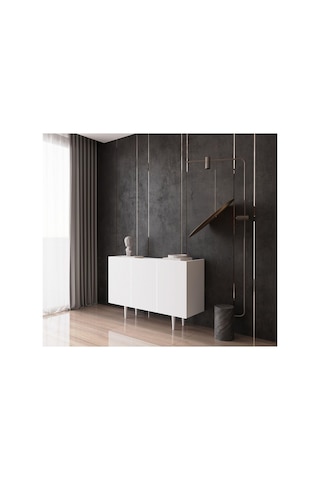 Enwood Capella Beyaz Mdf 3 Kapaklı Raflı 120 Lık Konsol Beyaz 120 X 80 Diğer
