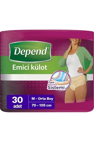 Depend Emici Külot Kadın Hasta Bezi Orta Boy M 30'Lu