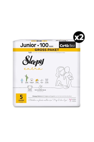 Sleepy Extra Günlük Aktivite Gross Paket Bebek Bezi 5 Numara Junior 200 Adet