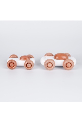 Ahşap Formula Araba Seti Beyaz