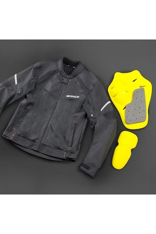Scoyco Jk118 Motosiklet Montu Yazlık Fileli Dayanıklı Kanvas Kumaş Motorcu Mont Siyah