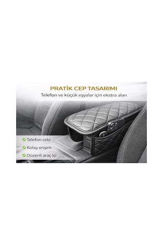 Volkswagen Golf Mk 6 2008-2012 Kapitoneli Araç Kolçak Kol Dayama Minderi Siyah Şhn