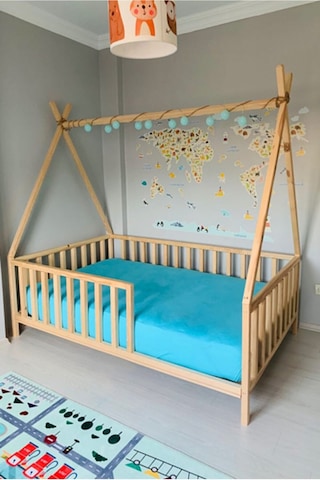 Köşk_Mobilya Rüya Montessori Bebek Ve Çocuk Karyolası Doğal Ahşap Yatak