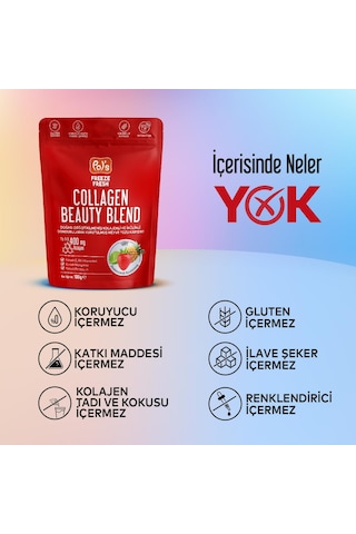 Pol's Freeze Fresh Beauty Blend 100 G, Dondurularak Kurutulmuş Meyve Tozu, Kolajen, İnülin, Yüksek Lif, Manganez