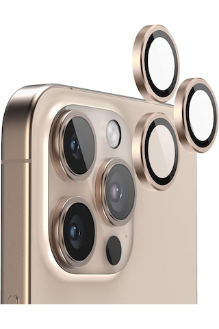 Apple Uyumlu iPhone 16 Pro / 16 Pro Max Kamera Lens Koruyucu Çöl Titanyum
