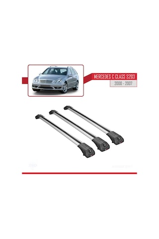 Mercedes C Class S203 2000-2007 Arası İle Uyumlu Ace-1 Ara Atkı Tavan Barı Gri 3 Adet Bar