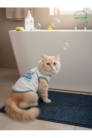 Beyaz Beni Yıka Baskılı Kedi Ve Köpek Kıyafeti Evcil Hayvan Tişörtü Elbisesi Small/s/beden 1