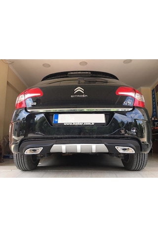 Citroen C4 Uyumlu Difüzör Difizör Siyah + Kare Egzoz Görünüm C Tip 2011 - 2016