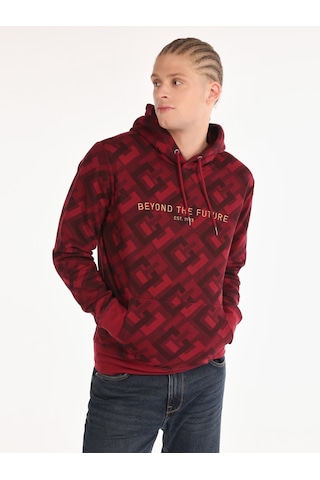 Colin's Colins Regular Fit Baskılı Kapüşonlu Mor Erkek Sweatshirt Mor