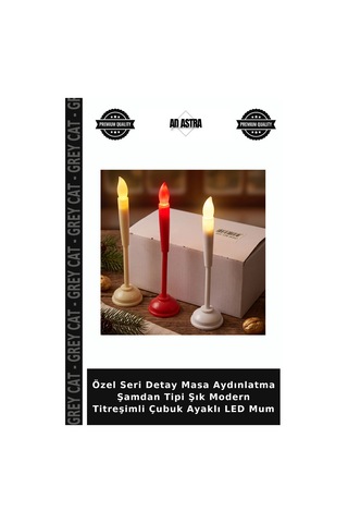 Özel Seri Detay Masa Aydınlatma Şamdan Tipi Şık Modern Titreşimli Çubuk Ayaklı Led Mum Çok Renkli