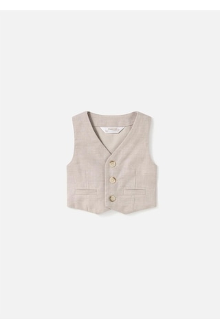 Erkek Bebek Keten Yelek Bej 1394 Bej