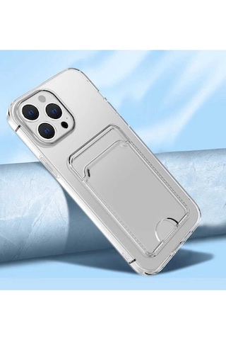 Kilifone - Apple Uyumlu iPhone 14 Pro Max - Kılıf Kartlıklı Şeffaf Setra Clear Silikon Kapak - Şeffaf