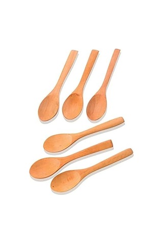 12 Adet Bambu Baharat Kaşığı Ve Mama Kaşığı, Bambu Reçel Bal Kaşığı 12 Adet Açık Ahşap