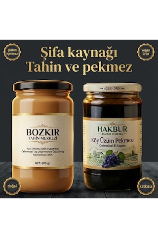 Bozkır Tahin Merkezi Muhteşem İkili Altın Susam Kavrulmuş Tahin 600gr-köy Üzüm Pekmezi 800gr Doğal&katkısız