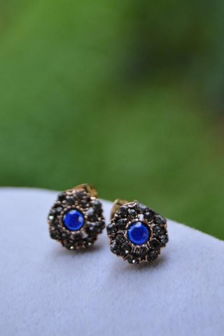 Stoneage Otantik Safir Mavi Bayan Küpe Çok Renkli