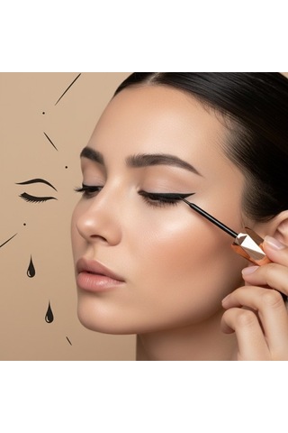 Delux Serisi Siyah Makyaj Göz Kalemi Uzun Süreli Likit Eyeliner