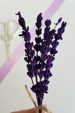 Nişan Makası Gümüş Renk Mor Lavanta Kuru Çiçek Demeti