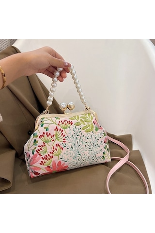 Didadodo Zarif Çiçek Desenli Çapraz Çanta - Pembe Pembe, Zarif Desenli Pembe
