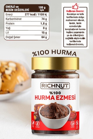 %100 Doğal Hurma Ezmesi 400 Gr Katkısız Hurma Püresi