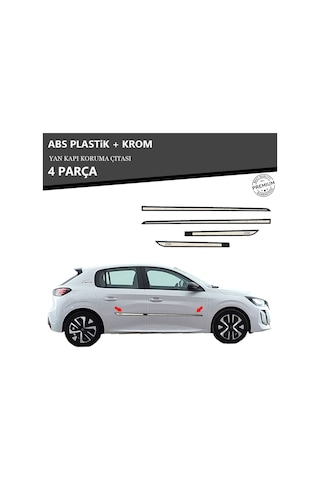 Peugeot 208 Yan Kapı Koruma Çıtası Plastik + Krom Unvrslppkçt00079
