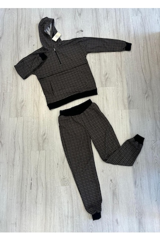 Kadın Iki Iplik Kumaş Fermuar Detay Kapüşonlu Ikili Takım Siyah