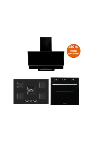 Afm Tech Ve Ferre Lugan 5 Gözlü Siyah RS035 + FM7700 + FM3250 Ankastre Set
