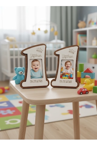 1 Yaş Doğum Günü Magnet 10'lu Fotoğraf Çerçeveli Ahşap